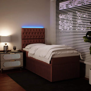 Κρεβάτι Boxspring με Στρώμα Ροζ 90x190 εκ. Βελούδινο - Pakobazaar