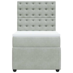 Κρεβάτι Boxspring με Στρώμα Ανοιχτό Γκρι 90x190 εκ. Βελούδινο - Pakobazaar