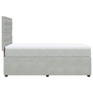 Κρεβάτι Boxspring με Στρώμα Ανοιχτό Γκρι 90x190 εκ. Βελούδινο - Pakobazaar