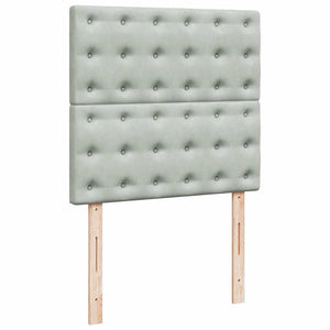 Κρεβάτι Boxspring με Στρώμα Ανοιχτό Γκρι 90x190 εκ. Βελούδινο - Pakobazaar