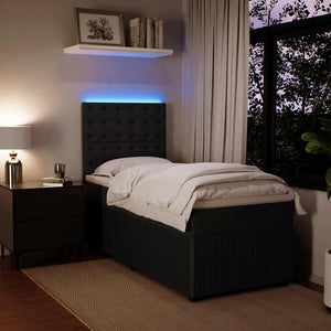 Κρεβάτι Boxspring με Στρώμα Μαύρο 90x190 εκ. Βελούδινο - Pakobazaar