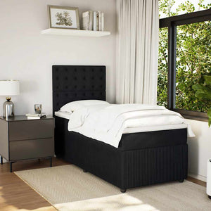 Κρεβάτι Boxspring με Στρώμα Μαύρο 90x190 εκ. Βελούδινο - Pakobazaar
