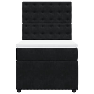 Κρεβάτι Boxspring με Στρώμα Μαύρο 90x190 εκ. Βελούδινο - Pakobazaar