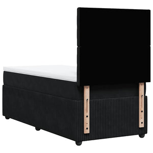 Κρεβάτι Boxspring με Στρώμα Μαύρο 90x190 εκ. Βελούδινο - Pakobazaar