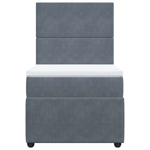 Κρεβάτι Boxspring με Στρώμα Σκούρο Γκρι 90x200 εκ. Βελούδινο - Pakobazaar