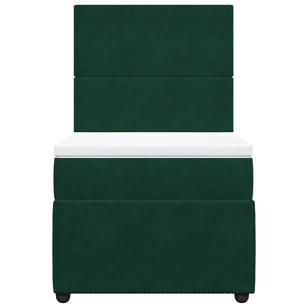 Κρεβάτι Boxspring με Στρώμα Σκούρο Πράσινο 90x200 εκ. Βελούδινο - Pakobazaar