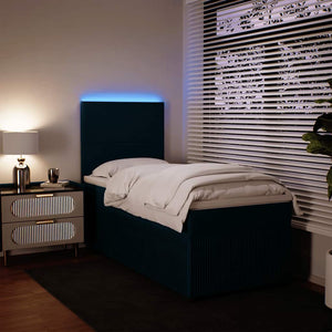 Κρεβάτι Boxspring με Στρώμα Μπλε 90x200 εκ. Βελούδινο