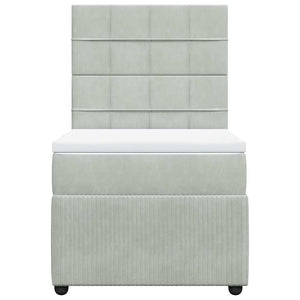 Κρεβάτι Boxspring με Στρώμα Ανοιχτό Γκρι 90x200 εκ. Βελούδινο - Pakobazaar