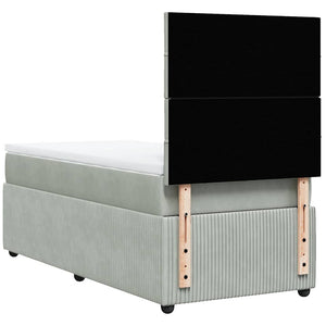 Κρεβάτι Boxspring με Στρώμα Ανοιχτό Γκρι 90x200 εκ. Βελούδινο - Pakobazaar