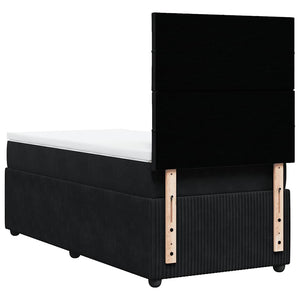 Κρεβάτι Boxspring με Στρώμα Μαύρο 90x200 εκ. Βελούδινο - Pakobazaar