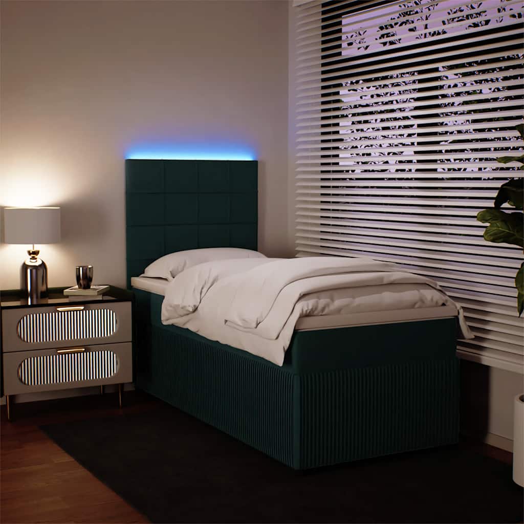 Κρεβάτι Boxspring με Στρώμα Σκούρο Πράσινο 90x200 εκ. Βελούδινο - Pakobazaar