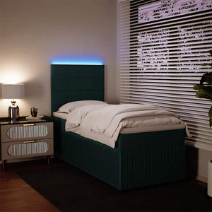 Κρεβάτι Boxspring με Στρώμα Σκούρο Πράσινο 90x200 εκ. Βελούδινο - Pakobazaar