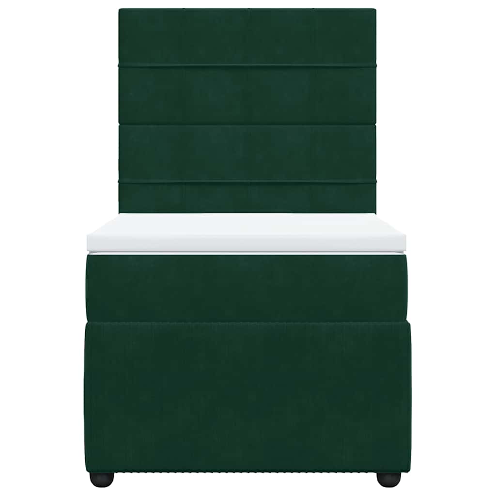 Κρεβάτι Boxspring με Στρώμα Σκούρο Πράσινο 90x200 εκ. Βελούδινο - Pakobazaar