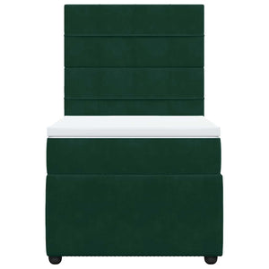 Κρεβάτι Boxspring με Στρώμα Σκούρο Πράσινο 90x200 εκ. Βελούδινο - Pakobazaar