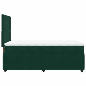 Κρεβάτι Boxspring με Στρώμα Σκούρο Πράσινο 90x200 εκ. Βελούδινο - Pakobazaar