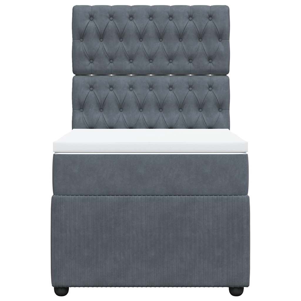 Κρεβάτι Boxspring με Στρώμα Σκούρο Γκρι 90x200 εκ. Βελούδινο - Pakobazaar