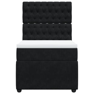Κρεβάτι Boxspring με Στρώμα Μαύρο 90x200 εκ. Βελούδινο - Pakobazaar