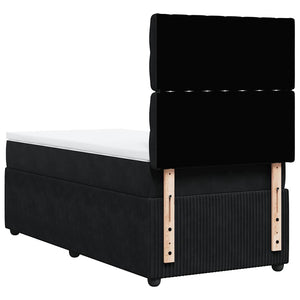 Κρεβάτι Boxspring με Στρώμα Μαύρο 90x200 εκ. Βελούδινο - Pakobazaar
