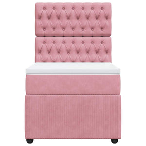 Κρεβάτι Boxspring με Στρώμα Ροζ 90x200 εκ. Βελούδινο