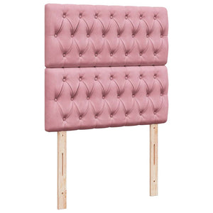 Κρεβάτι Boxspring με Στρώμα Ροζ 90x200 εκ. Βελούδινο