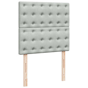 Κρεβάτι Boxspring με Στρώμα Ανοιχτό Γκρι 90x200 εκ. Βελούδινο - Pakobazaar