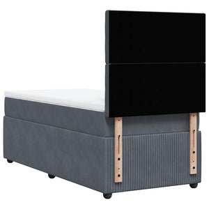 Κρεβάτι Boxspring με Στρώμα Σκούρο Γκρι 90x200 εκ. Βελούδινο - Pakobazaar