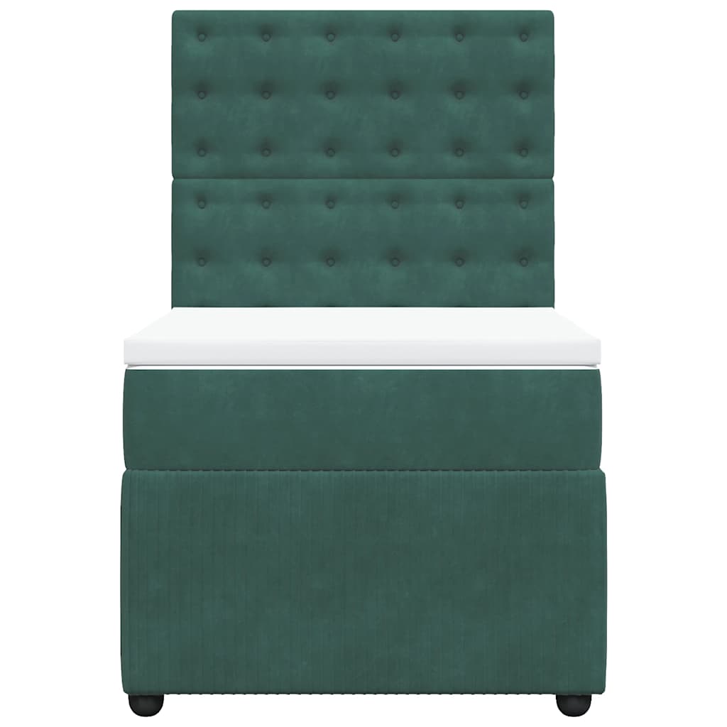 Κρεβάτι Boxspring με Στρώμα Σκούρο Πράσινο 90x200 εκ. Βελούδινο - Pakobazaar