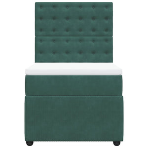 Κρεβάτι Boxspring με Στρώμα Σκούρο Πράσινο 90x200 εκ. Βελούδινο - Pakobazaar