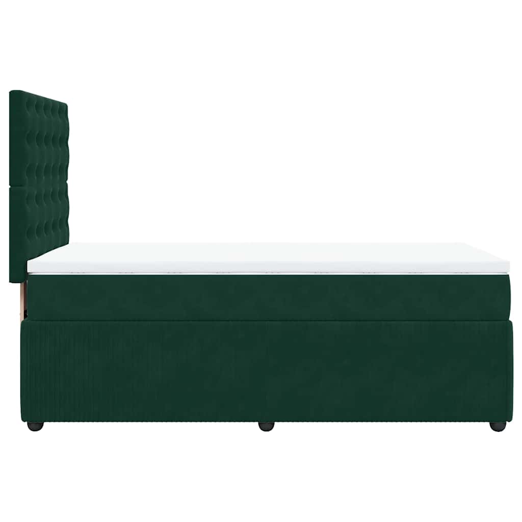 Κρεβάτι Boxspring με Στρώμα Σκούρο Πράσινο 90x200 εκ. Βελούδινο - Pakobazaar