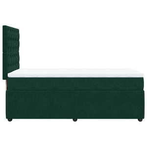 Κρεβάτι Boxspring με Στρώμα Σκούρο Πράσινο 90x200 εκ. Βελούδινο - Pakobazaar