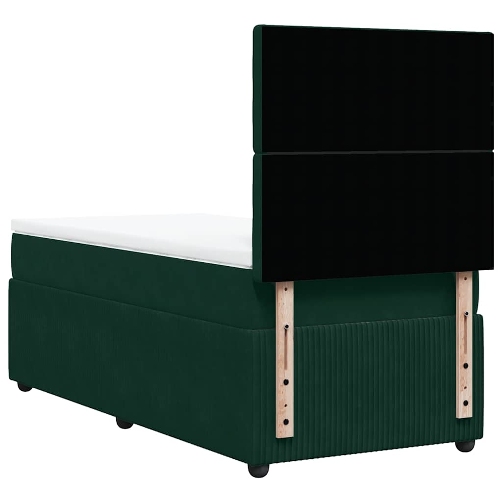 Κρεβάτι Boxspring με Στρώμα Σκούρο Πράσινο 90x200 εκ. Βελούδινο - Pakobazaar