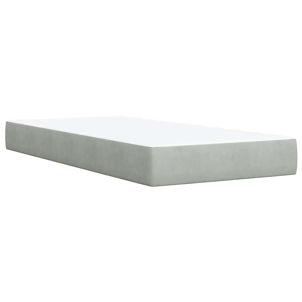 Κρεβάτι Boxspring με Στρώμα Ανοιχτό Γκρι 100x200 εκ. Βελούδινο - Pakobazaar