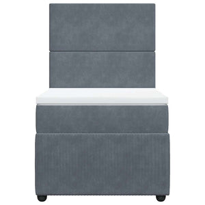 Κρεβάτι Boxspring με Στρώμα Σκούρο Γκρι 100x200 εκ. Βελούδινο
