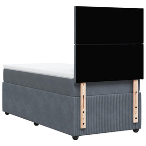 Κρεβάτι Boxspring με Στρώμα Σκούρο Γκρι 100x200 εκ. Βελούδινο