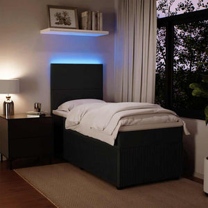 Κρεβάτι Boxspring με Στρώμα Μαύρο 100x200 εκ. Βελούδινο