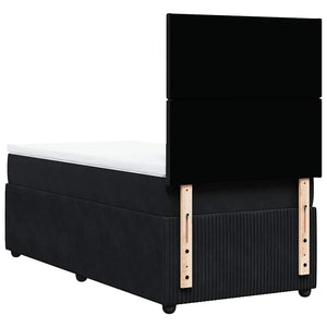 Κρεβάτι Boxspring με Στρώμα Μαύρο 100x200 εκ. Βελούδινο