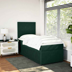 Κρεβάτι Boxspring με Στρώμα Σκούρο Πράσινο 100x200εκ. Βελούδινο