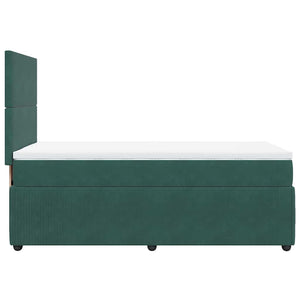 Κρεβάτι Boxspring με Στρώμα Σκούρο Πράσινο 100x200εκ. Βελούδινο