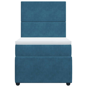 Κρεβάτι Boxspring με Στρώμα Μπλε 100x200 εκ. Βελούδινο - Pakobazaar