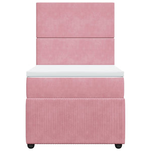 Κρεβάτι Boxspring με Στρώμα Ροζ 100x200 εκ. Βελούδινο - Pakobazaar
