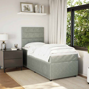 Κρεβάτι Boxspring με Στρώμα Ανοιχτό Γκρι 100x200 εκ. Βελούδινο
