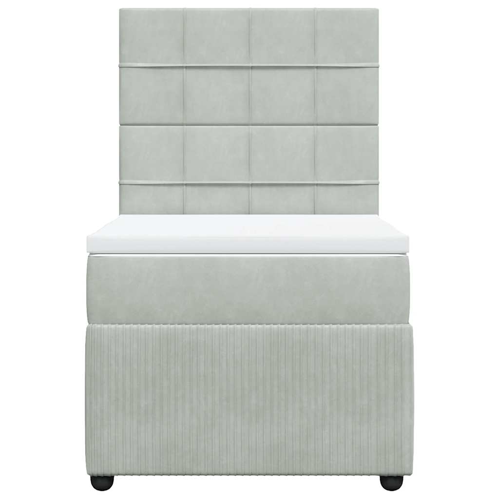 Κρεβάτι Boxspring με Στρώμα Ανοιχτό Γκρι 100x200 εκ. Βελούδινο