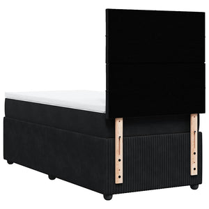 Κρεβάτι Boxspring με Στρώμα Μαύρο 100x200 εκ. Βελούδινο