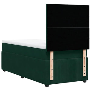 Κρεβάτι Boxspring με Στρώμα Σκούρο Πράσινο 100x200εκ. Βελούδινο