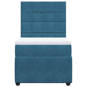 Κρεβάτι Boxspring με Στρώμα Μπλε 100x200 εκ. Βελούδινο - Pakobazaar