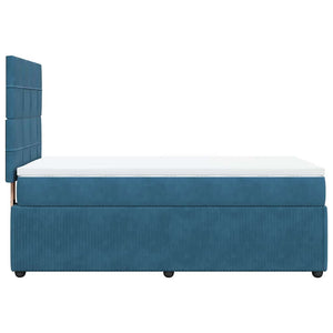 Κρεβάτι Boxspring με Στρώμα Μπλε 100x200 εκ. Βελούδινο - Pakobazaar