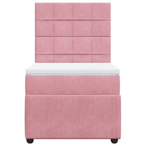 Κρεβάτι Boxspring με Στρώμα Ροζ 100x200 εκ. Βελούδινο - Pakobazaar