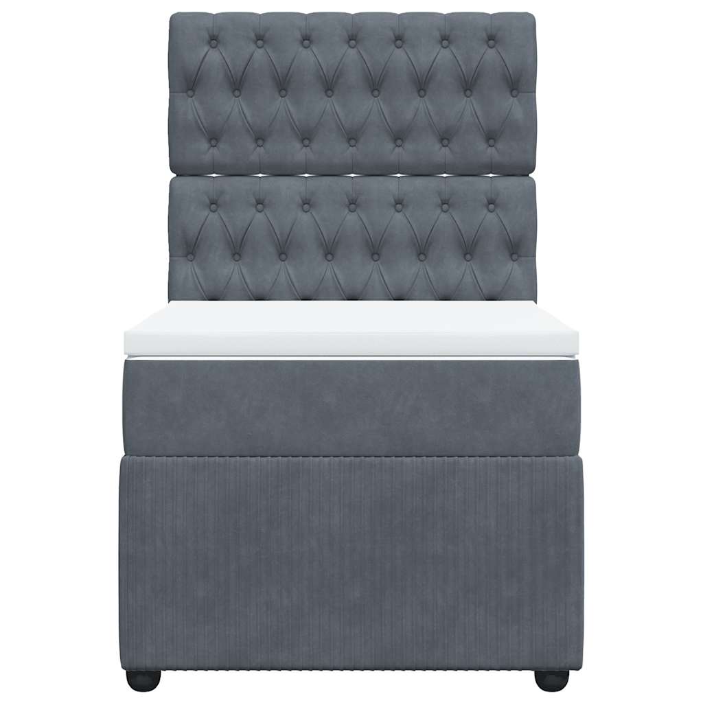 Κρεβάτι Boxspring με Στρώμα Σκούρο Γκρι 100x200 εκ. Βελούδινο - Pakobazaar