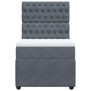 Κρεβάτι Boxspring με Στρώμα Σκούρο Γκρι 100x200 εκ. Βελούδινο - Pakobazaar