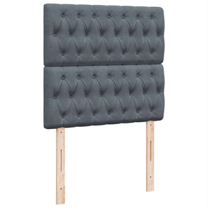 Κρεβάτι Boxspring με Στρώμα Σκούρο Γκρι 100x200 εκ. Βελούδινο - Pakobazaar